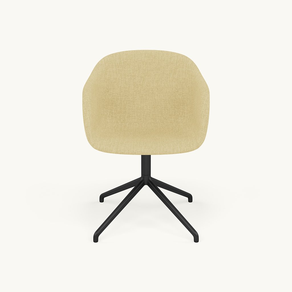 Muuto Fiber Armchair Swivel Base With Return - Light Yellow / Clara 423/Anthracite Black