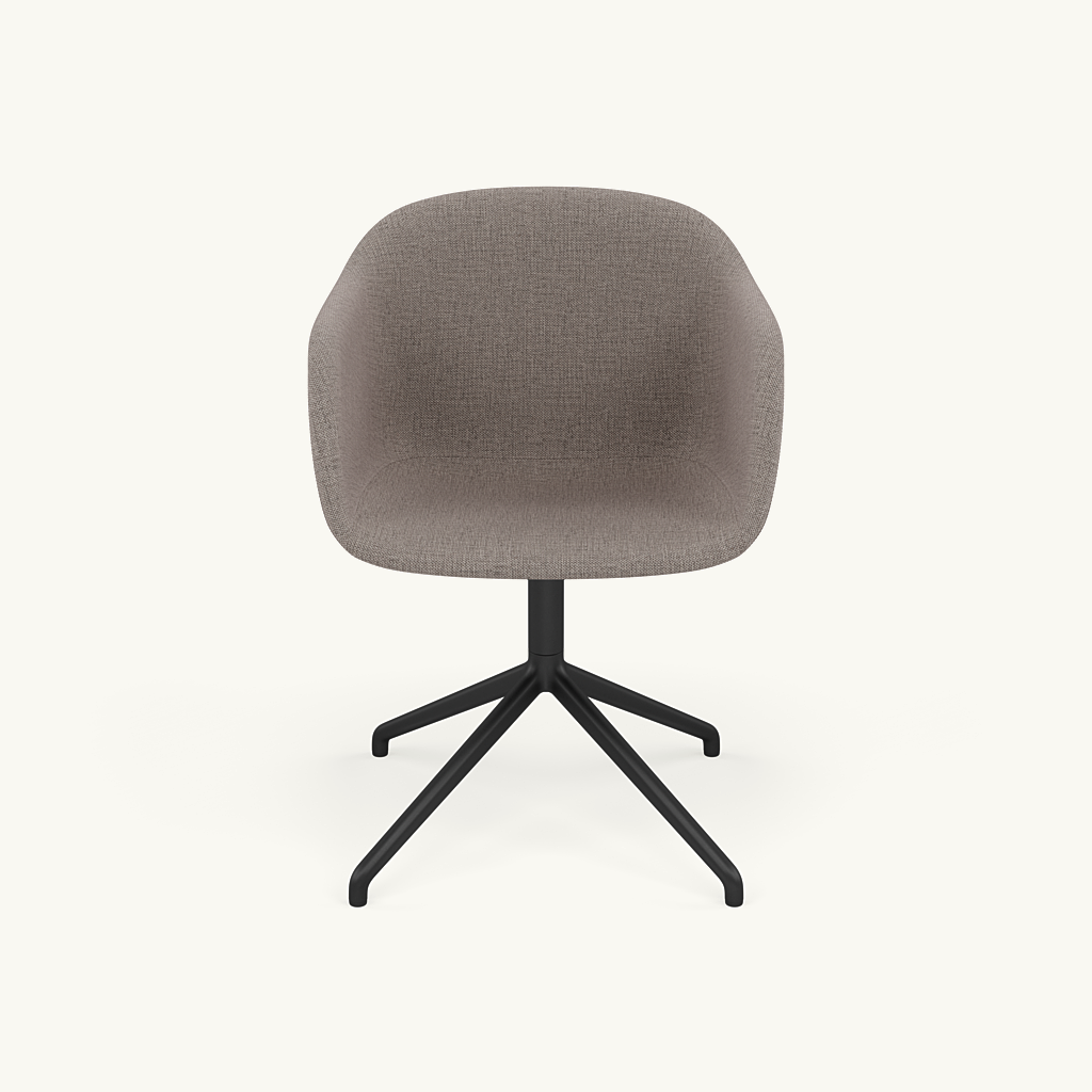 Muuto Fiber Armchair Swivel Base With Return - Black/Grey / Clara 384/Anthracite Black