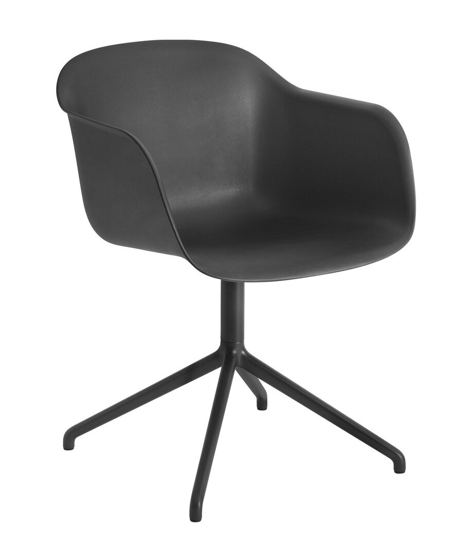Muuto Fiber Armchair Swivel Base With Return - Schwarz/Anthrazit Schwarz 