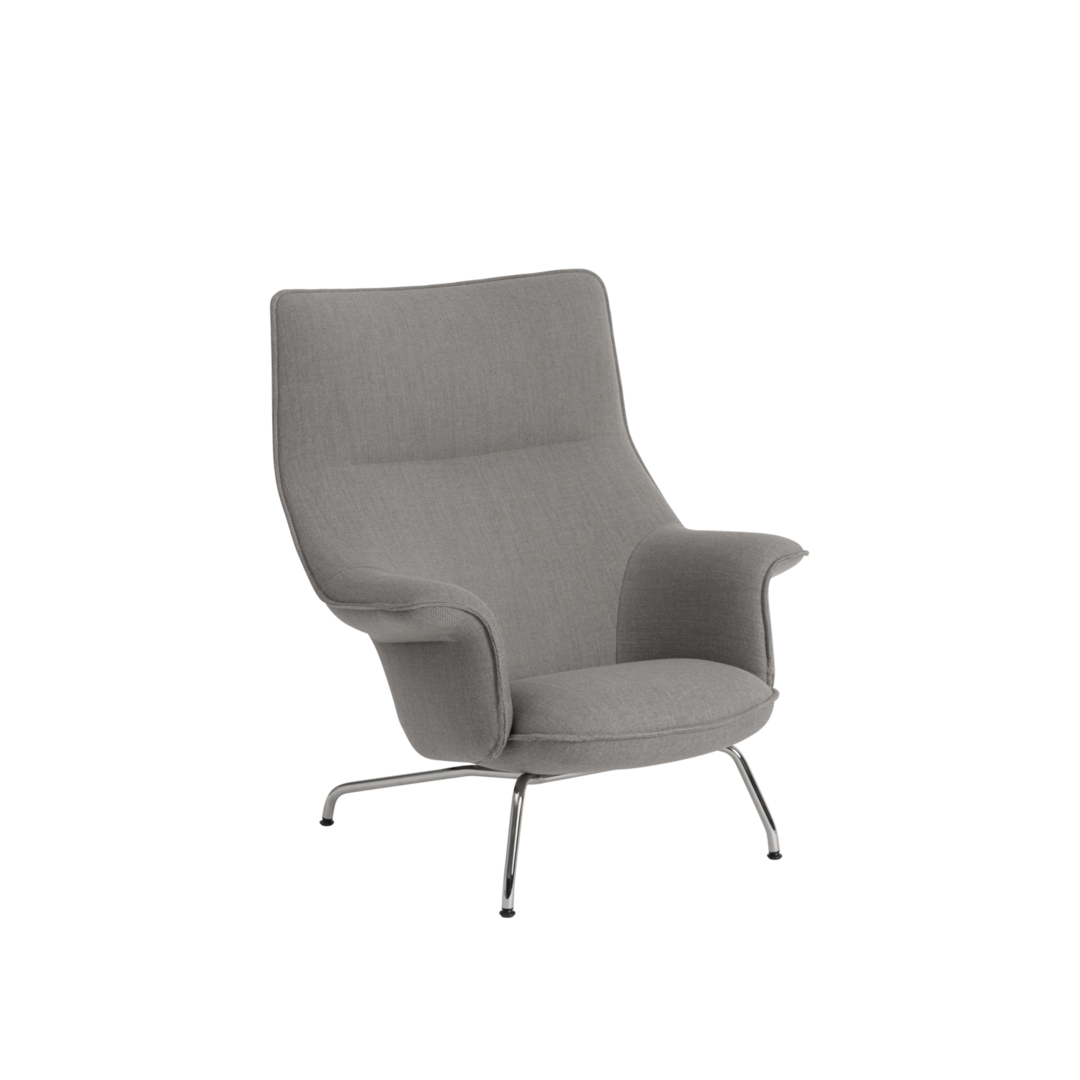 Muuto Doze Lounge Chair Grey / Re-Wool 128/Chrome