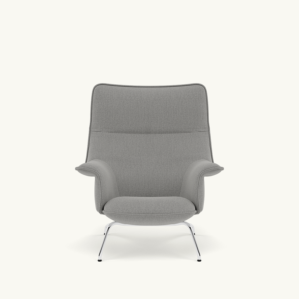 Muuto Doze Lounge Chair Grey / Re-Wool 128/Chrome
