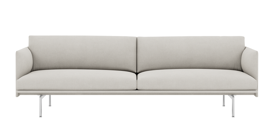 Muuto Outline Studio Sofa: Polished Aluminum Base - Hallingdal 113