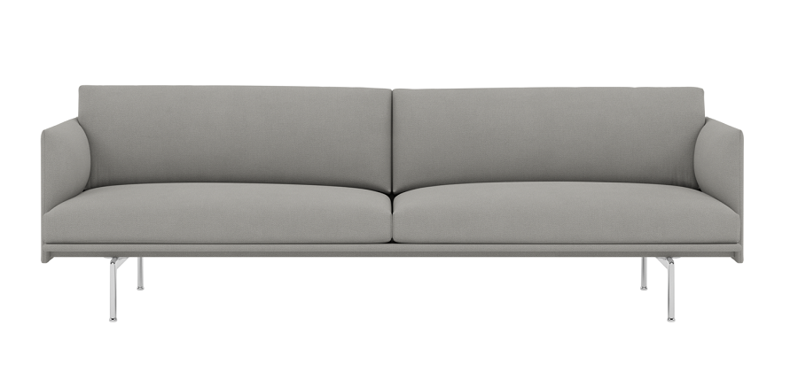 Muuto Outline Studio Sofa: Polished Aluminum Base - Hallingdal 143