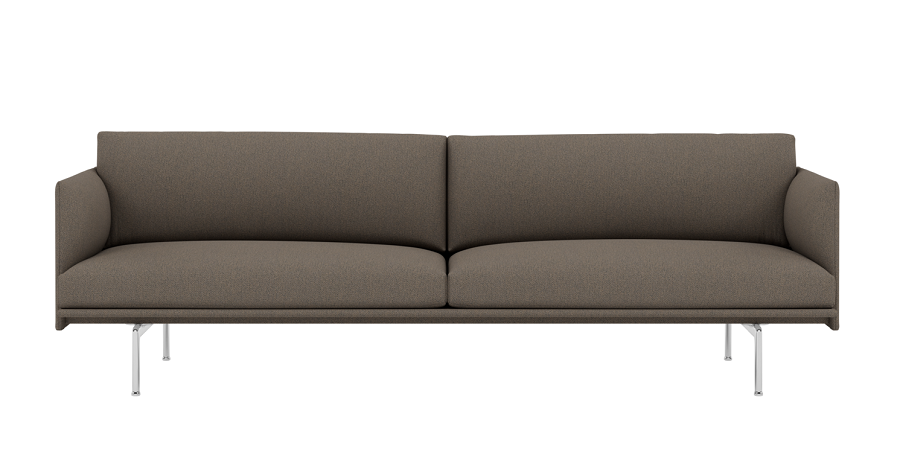 Muuto Outline Studio Sofa: Polished Aluminum Base - Hallingdal 227