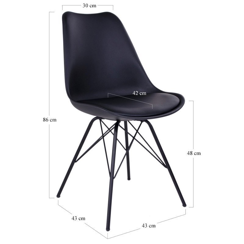 House N Oslo Dining Chair Black legs - Black velvet