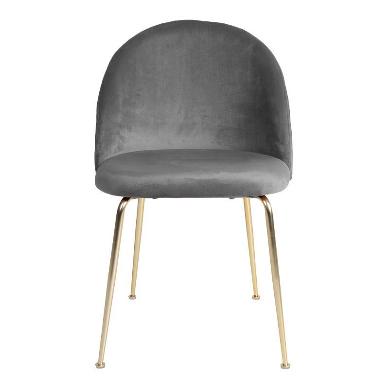 House N Geneve Dining Chair with Brass Legs - grey velvet