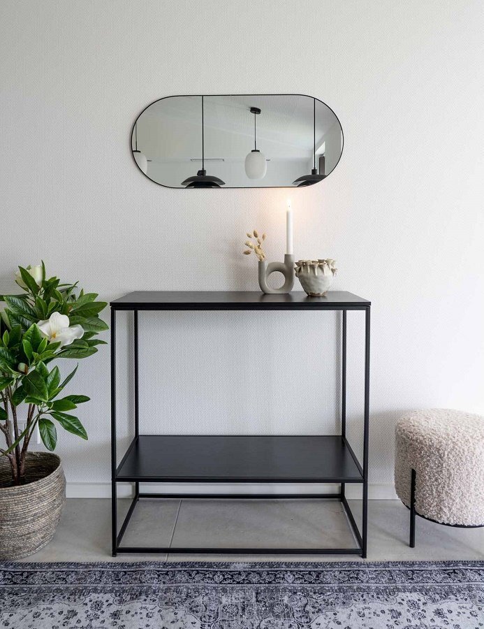 House N Jersey Mirror - Oval - Black