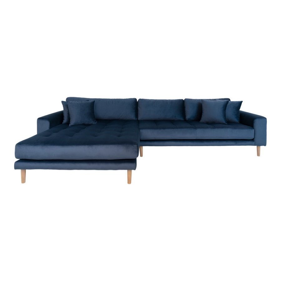 House N Lido Lounge Sofa Left Facing Dark Blue Velvet