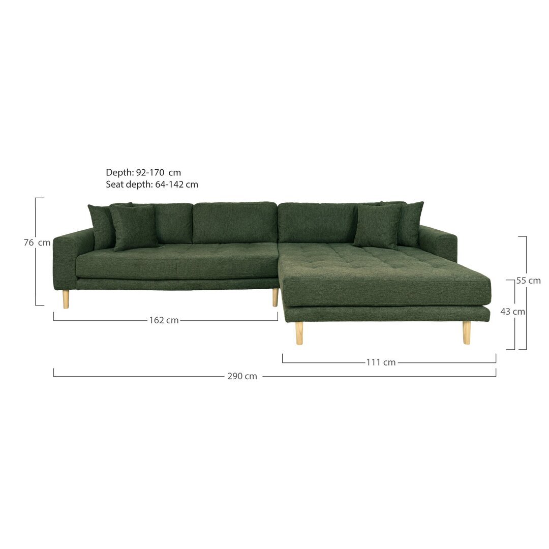Lido Lounge Sofa Right Facing Olive Green Fabric HN1020