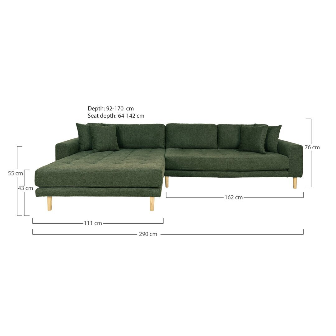 Lido Lounge Sofa Right Facing Olive Green Fabric HN1020