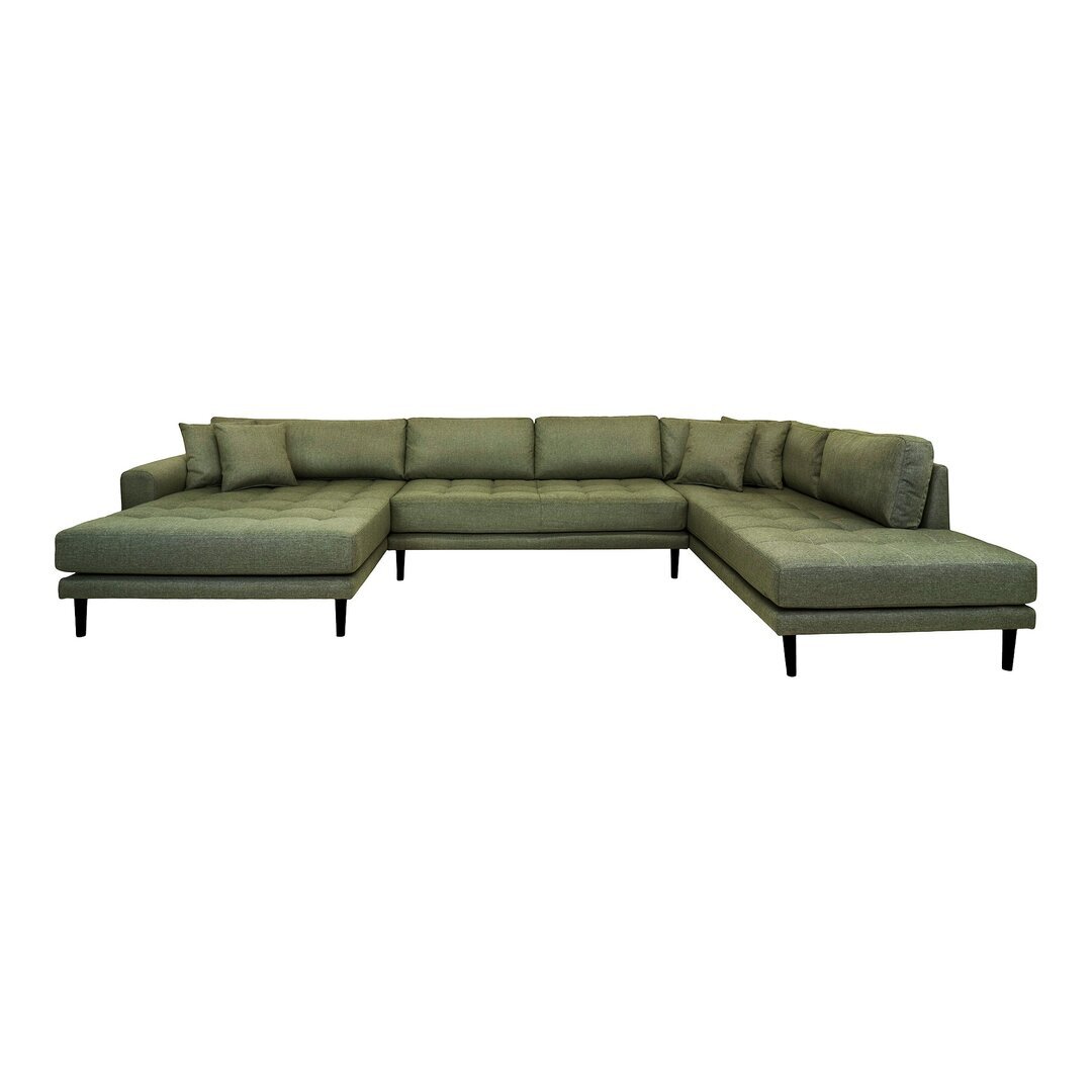House N Lido U-Sofa Open End Left Facing Olive Green Fabric HN1020