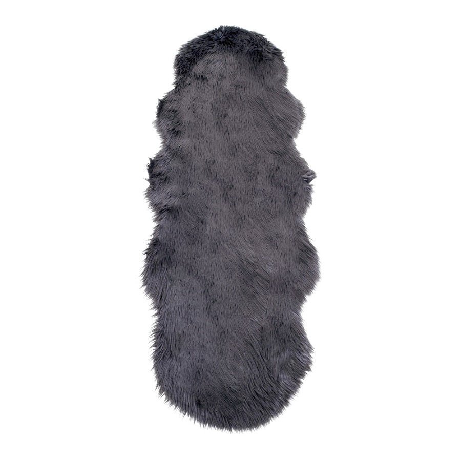 House N Lambskin Artificial Rug - Grey