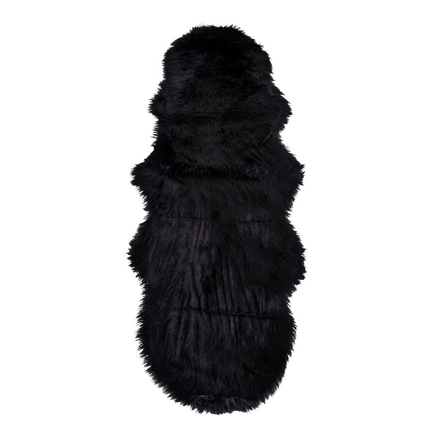 House N Lambskin Artificial Rug - Black