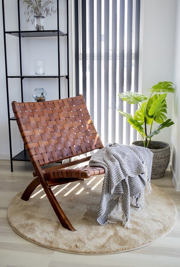 House N Perugia Folding Chair - Brown Leather