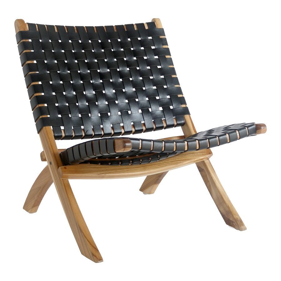 House N Perugia Folding Chair - Black Leather