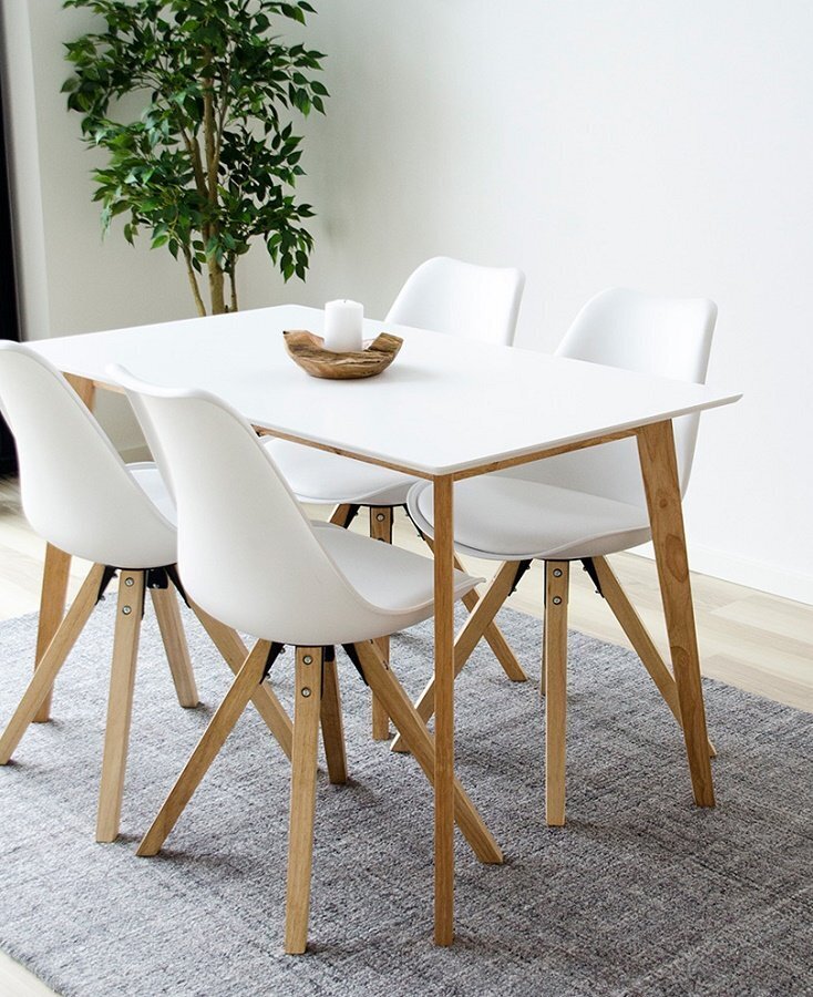 House N Vojens Dining Table - 120 cm - White / Natural