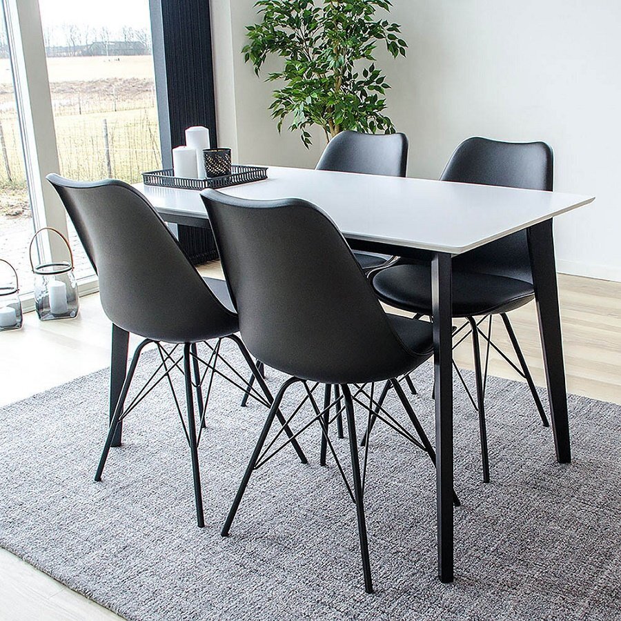 House N Vojens Dining Table - 120 cm - White / Black