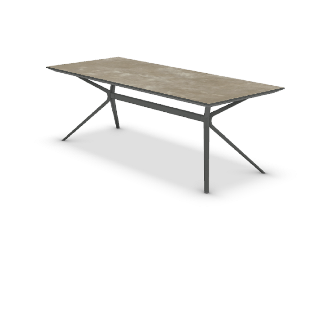 Fast Moai Outdoor Tisch Stein Rechteckig - Haselnussbraun-Grau-Metallic