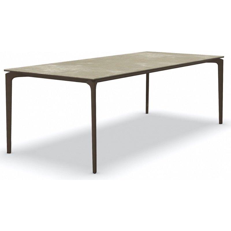 Fast AllSize Tisch mit Platte aus Feinsteinzug, Hazel - Dunkelbraun
