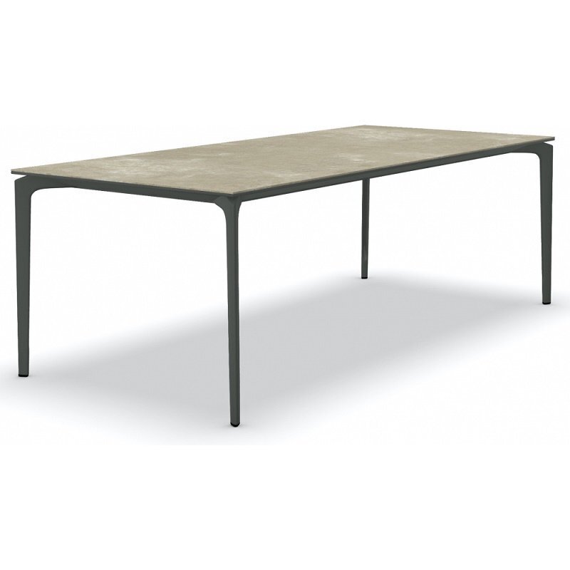 Fast AllSize Tisch mit Platte aus Feinsteinzug, Hazel - Metallgrau