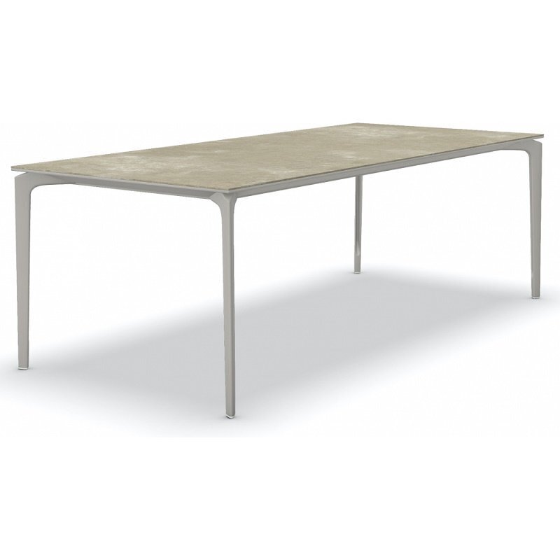 Fast AllSize Tisch mit Platte aus Feinsteinzug, Hazel - Pulvergrau