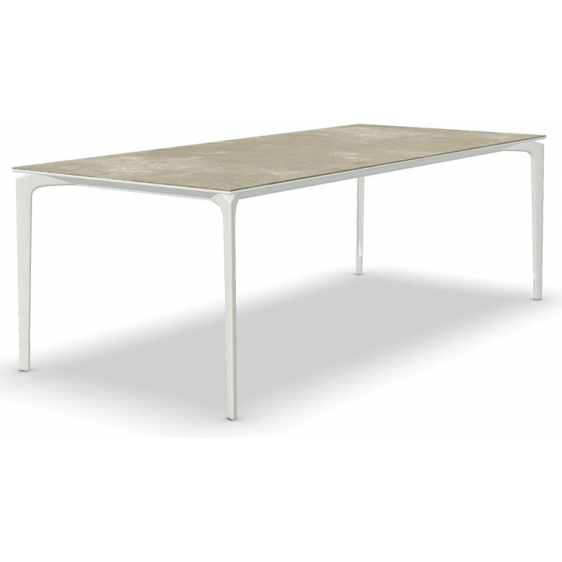 Fast AllSize Tisch mit Platte aus Feinsteinzug, Hazel - Weiss