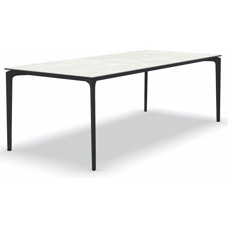 Fast AllSize Tisch mit Platte aus Feinsteinzug, Snow-Dunkelblau