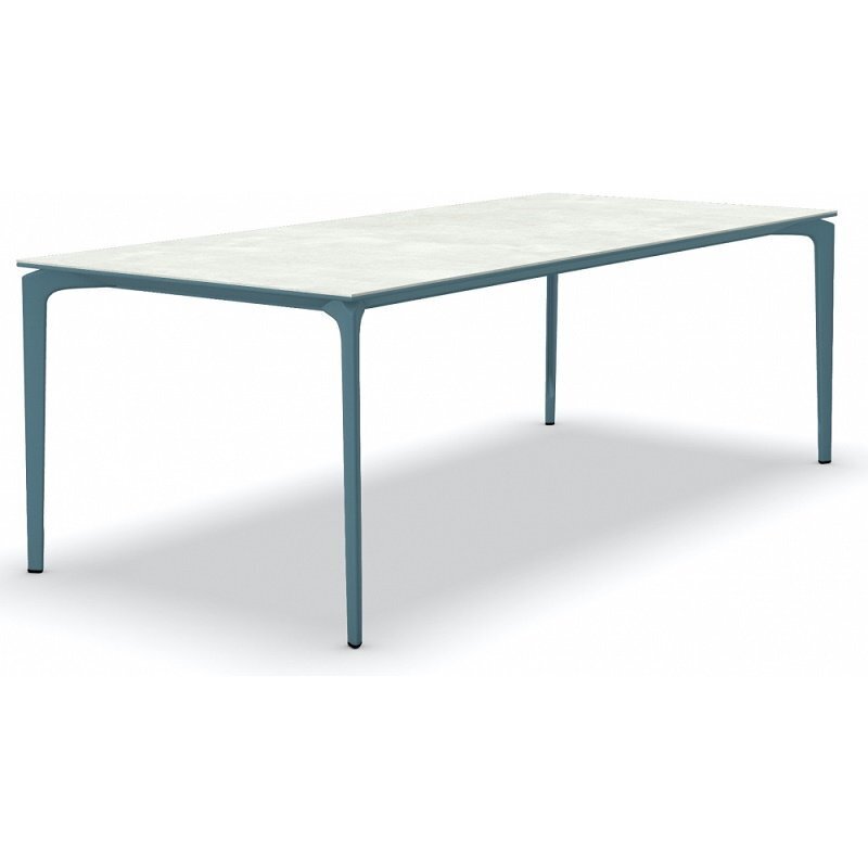 Fast AllSize Tisch mit Platte aus Feinsteinzug, Snow-Öl Blau