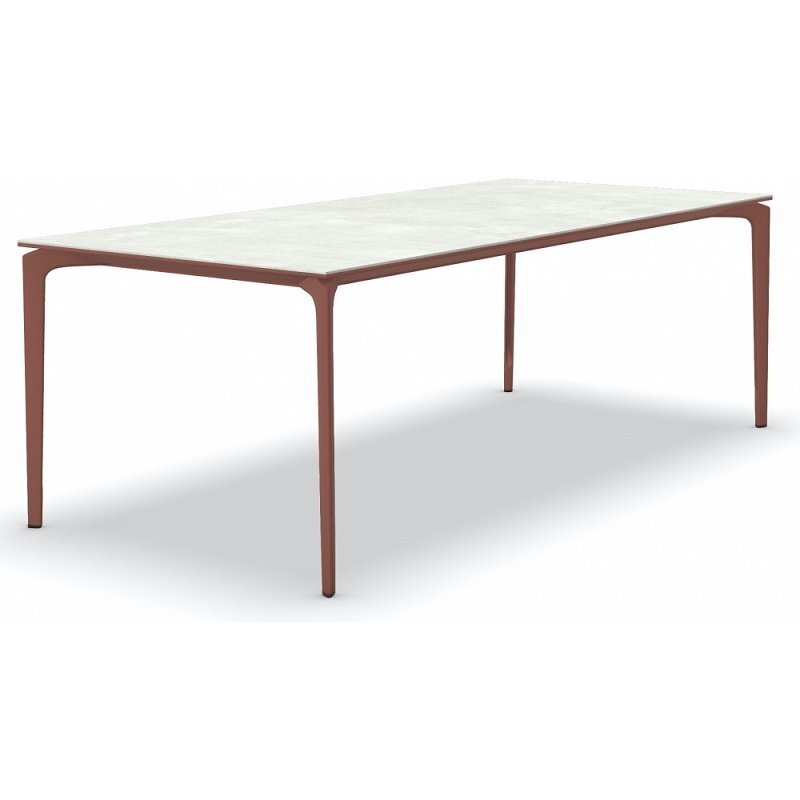 Fast AllSize Tisch mit Platte aus Feinsteinzug, Snow-Terrakotta
