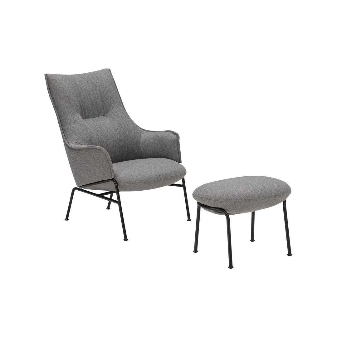 Wendelbo Aloe stool - Hocker mit Sitzpolster - Black powder coated steel - Monta col. 06