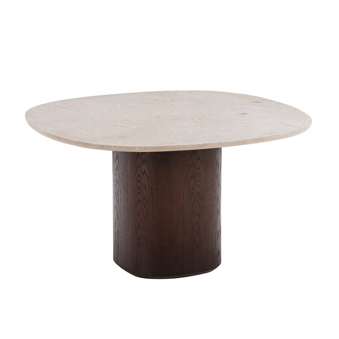 Wendelbo Ovata Dining Table Limestone W/Dark Brown Base - Dark Brown Stained Oak Legs