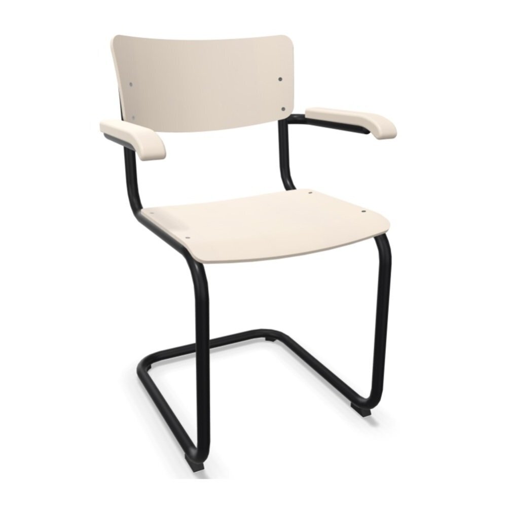 Thonet S 43 Klassik - Tiefschwarz (RAL 9005) pulverbeschichtet - Buche Weiß (TP 200) lasiert gebeizt II