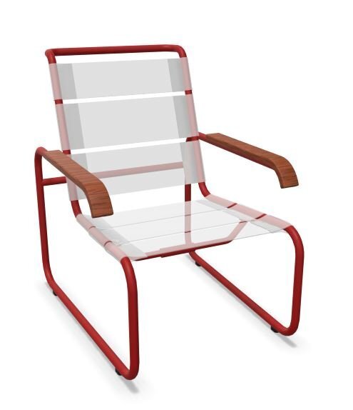 Thonet S 35 N Thonet All Seasons | Freischwinger- ThonetProtect tomatenrot (RAL 3013), Gewebe weiß