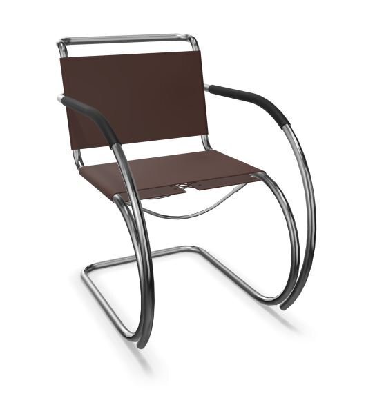 Thonet S 533 LF | Freischwinger mit Armlehnen- Geschnürt, Kernleder schokolade