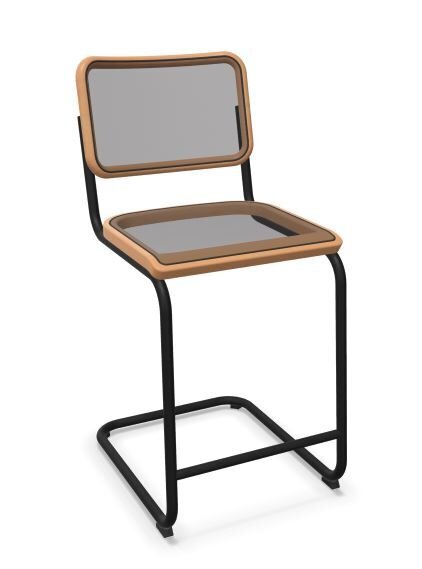 Thonet S 32 VH | Barhocker- Gestell schwarz (TS 9005) lackiert
