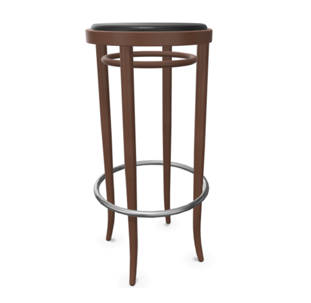 Thonet 204 PH | Barhocker - Buche Nussbaum (TP 24) - LEDER I - Nero 622