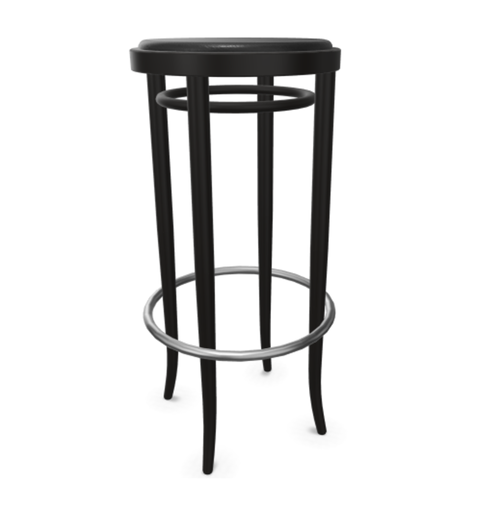 Thonet 204 PH | Barhocker - Buche Schwarz (TP 29) - LEDER I - Nero 622