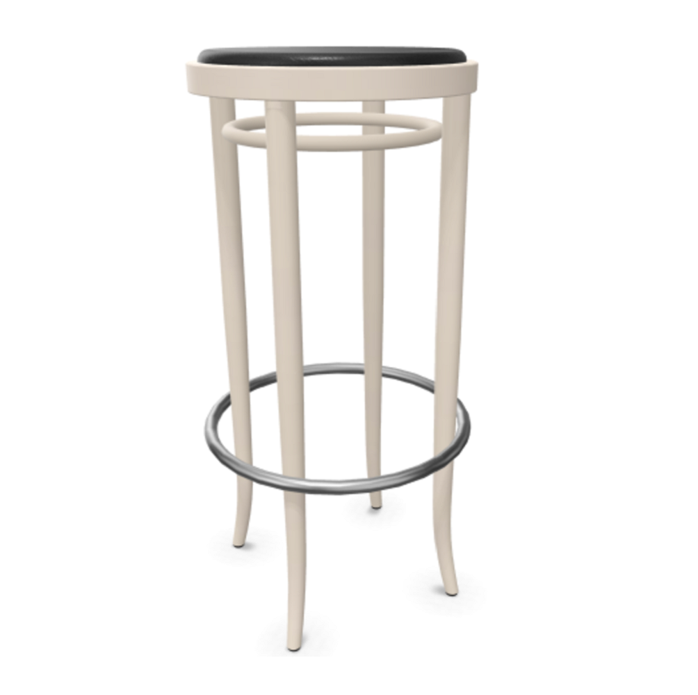 Thonet 204 PH | Barhocker - Buche Weiß (TP 200) - LEDER I - Nero 622