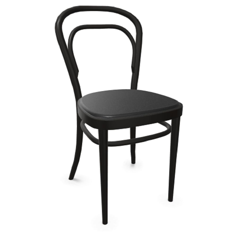 Thonet 214 P | Bugholzstuhl - LEDER I - New Cognac 680 - Buche Schwarz (TP 29)