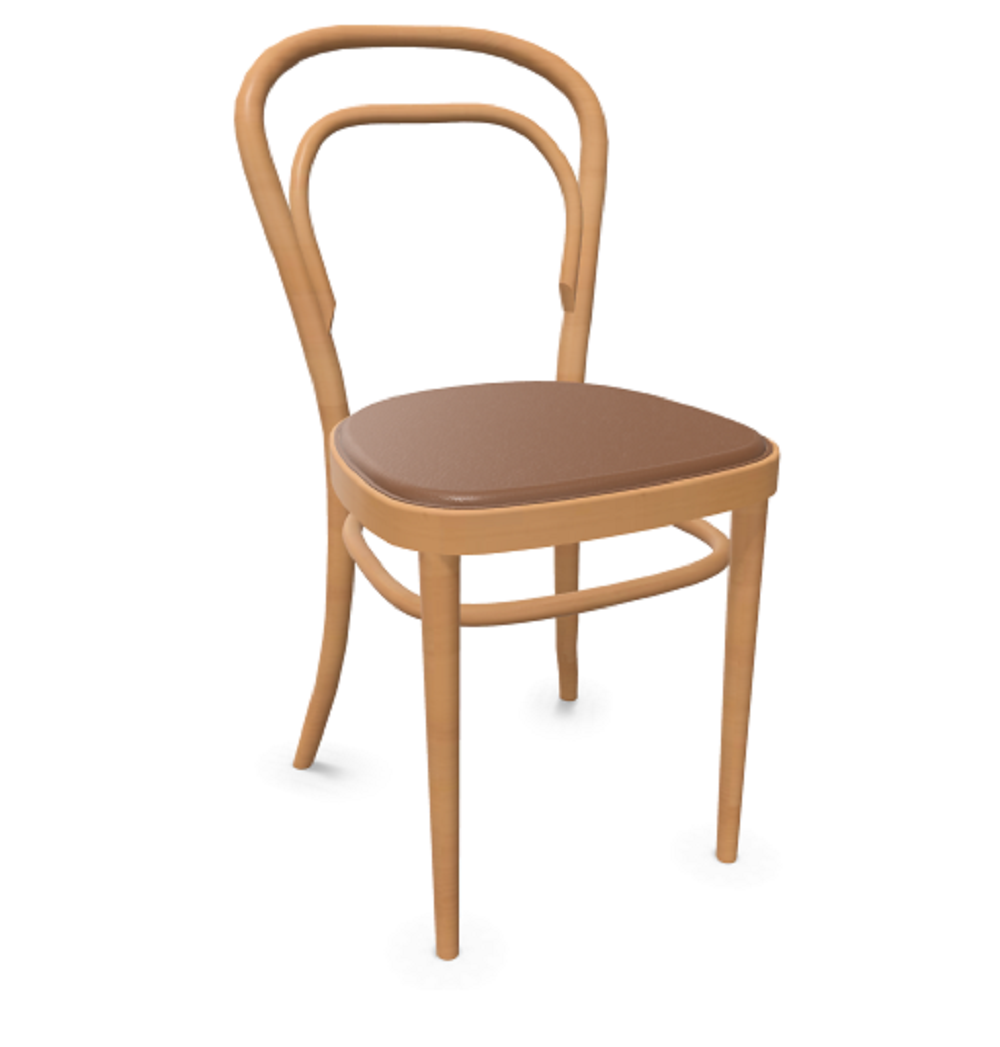 Thonet 214 P | Bugholzstuhl - LEDER I - Nero 622 - Buche Natur (TP 17)