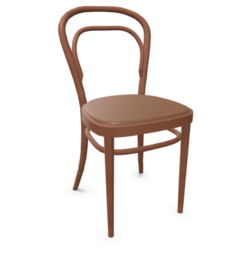 Thonet 214 P | Bugholzstuhl - LEDER I - Nero 622 - Buche Kirschbaum (TP 44)
