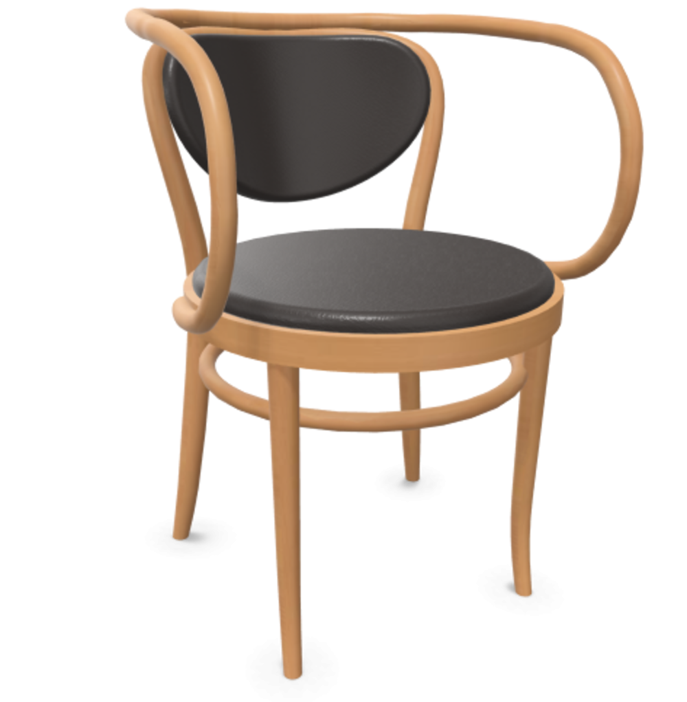 Thonet 209 P | Bugholzstuhl mit Armlehnen - LEDER I - Nero 622 - Buche Natur (TP 17)