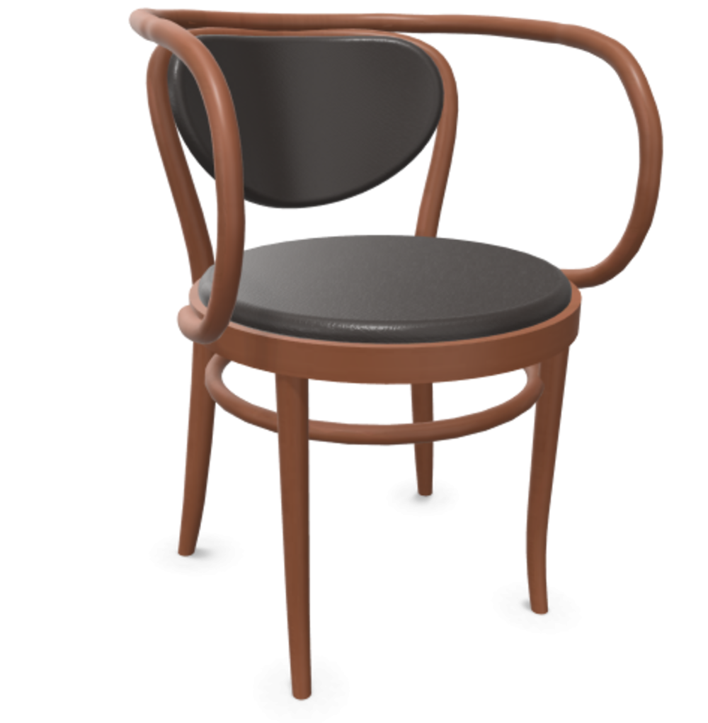Thonet 209 P | Bugholzstuhl mit Armlehnen - LEDER I - Nero 622 - Buche Kirschbaum (TP 44)
