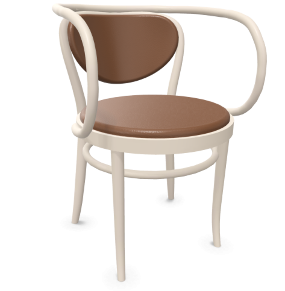 Thonet 209 P | Bugholzstuhl mit Armlehnen - LEDER I - New Cognac 680 - Buche Weiß (TP 200)
