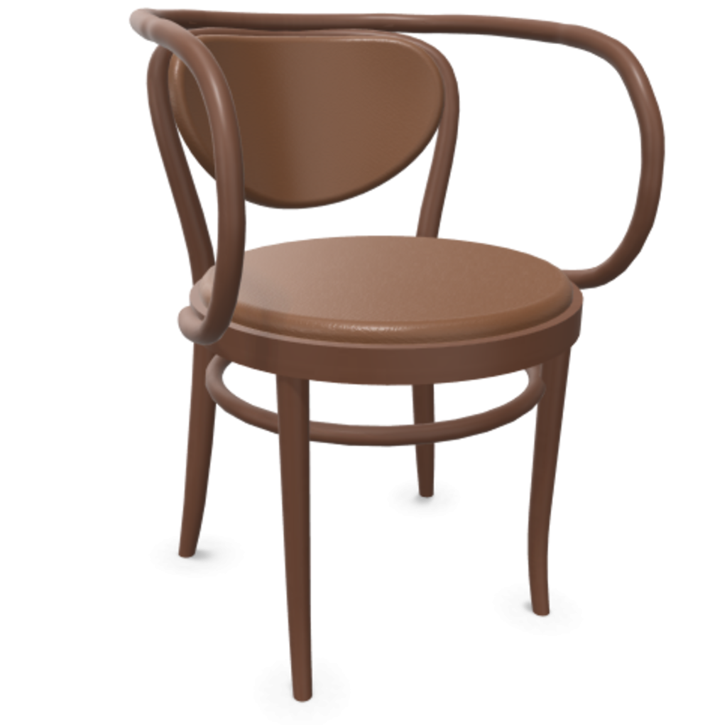 Thonet 209 P | Bugholzstuhl mit Armlehnen - LEDER I - New Cognac 680 - Buche Nussbaum (TP 24)