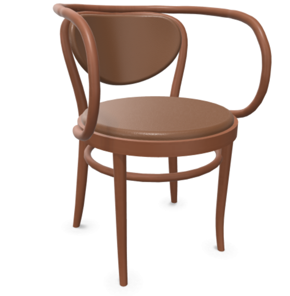 Thonet 209 P | Bugholzstuhl mit Armlehnen - LEDER I - New Cognac 680 - Buche Kirschbaum (TP 44)