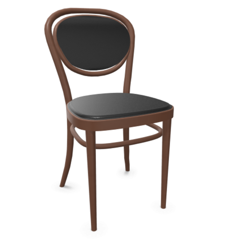 Thonet 215 P | Bugholzstuhl - Buche Nussbaum (TP 24) - LEDER I - Nero 622