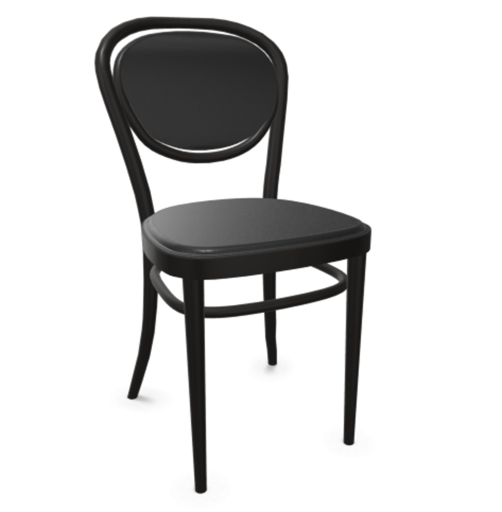 Thonet 215 P | Bugholzstuhl - Buche Schwarz (TP 29) - LEDER I - Nero 622