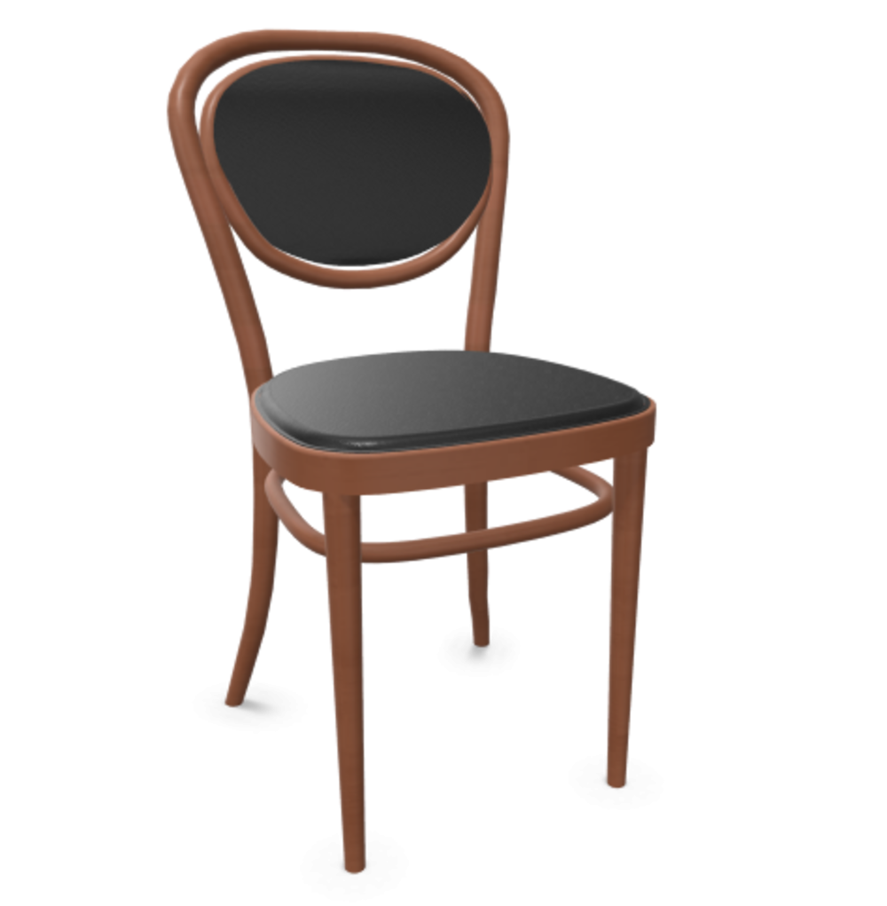 Thonet 215 P | Bugholzstuhl - Buche Kirschbaum (TP 44) - LEDER I - Nero 622