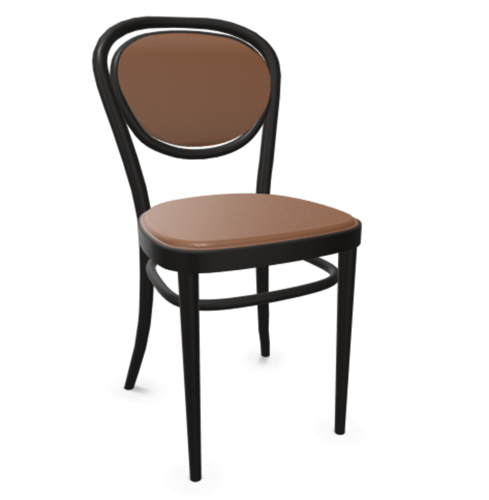 Thonet 215 P | Bugholzstuhl - Buche Schwarz (TP 29) - LEDER I - New Cognac 680